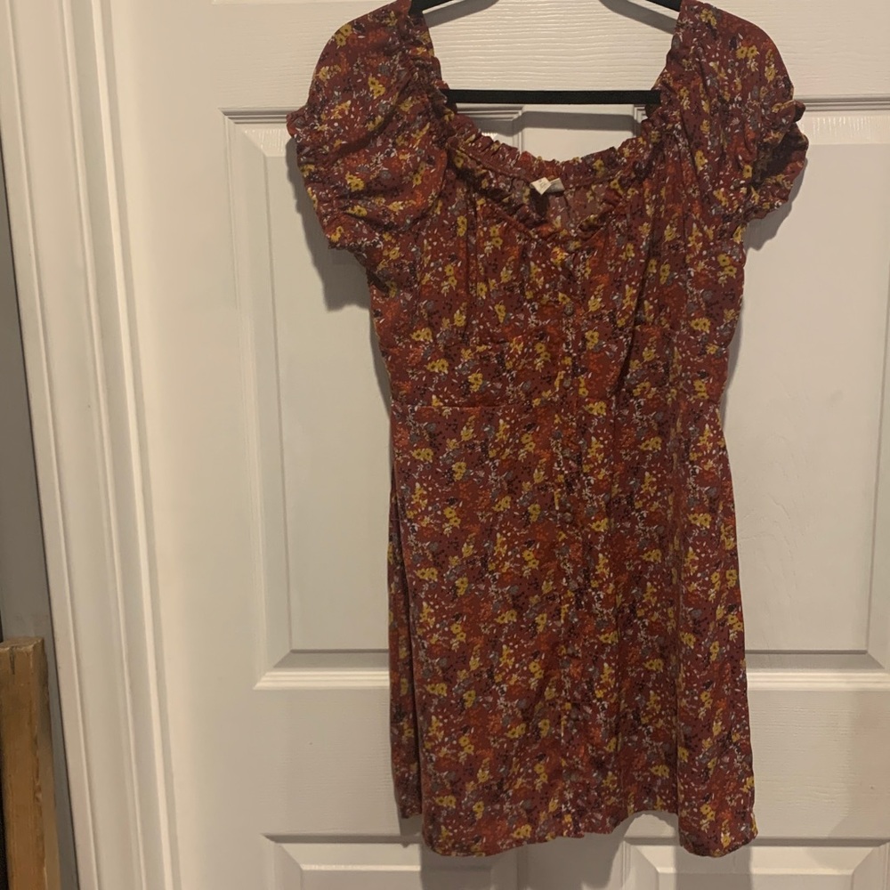 Red/Orange/Yellow Floral  Dress